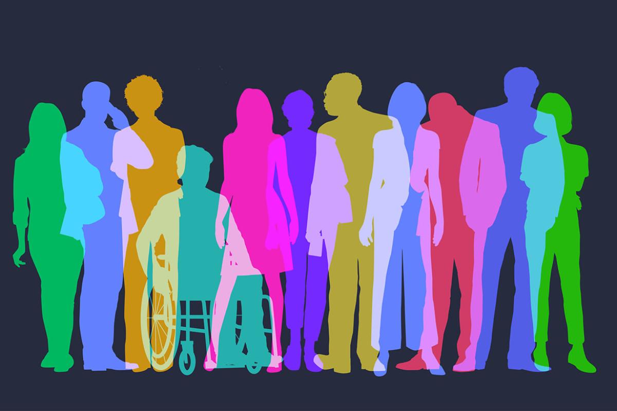 Diverse figures in a group