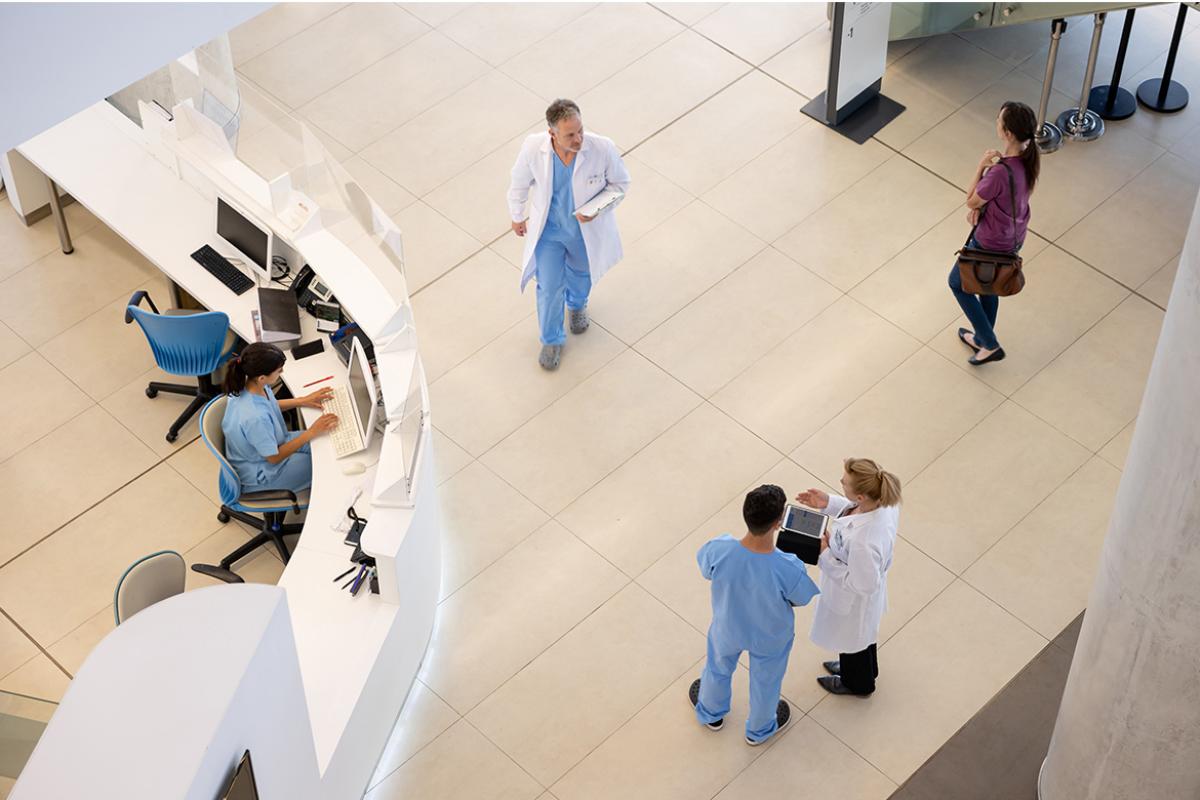 Doctors and nurses working at a hospital 