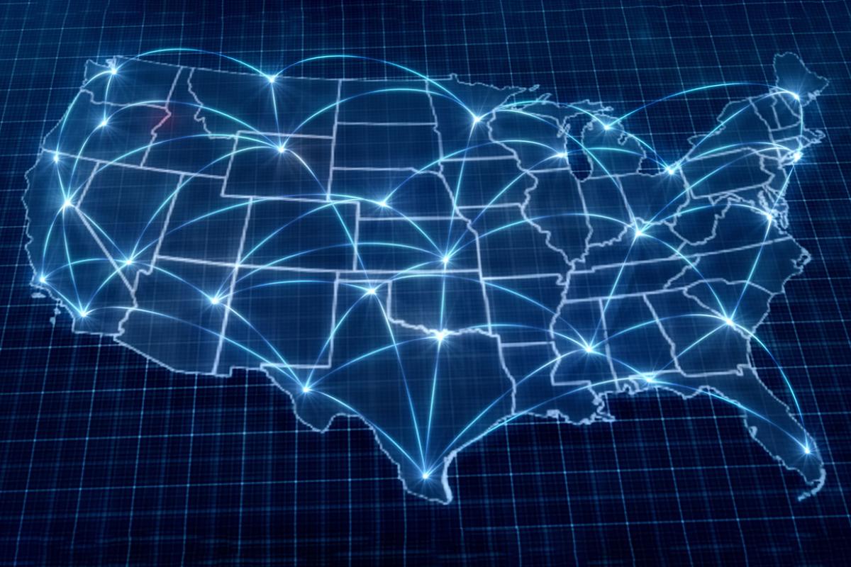 Data network points across the U.S.