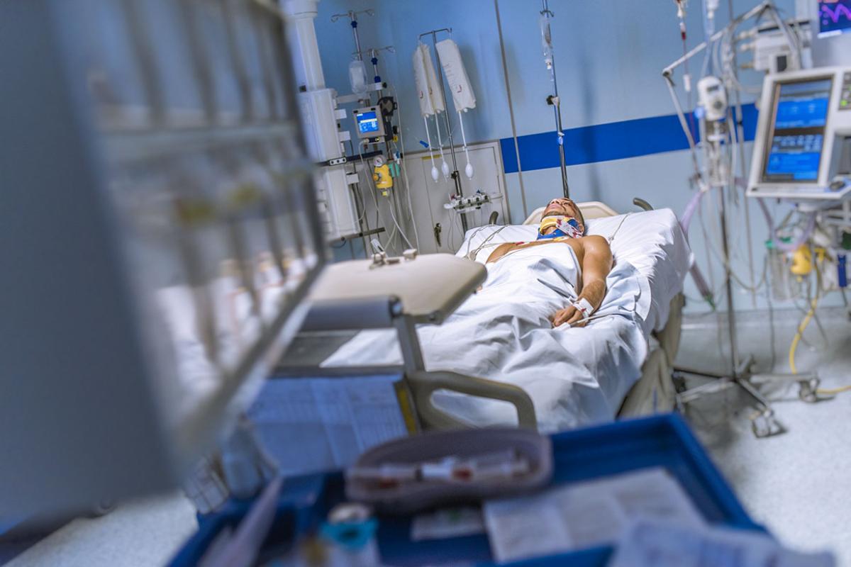 Patient lying in a hospital bed