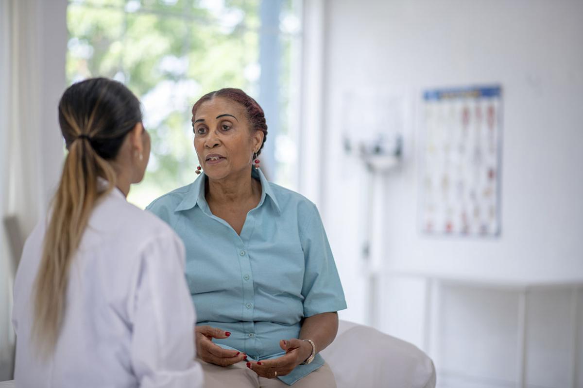 Patient speaking with physician