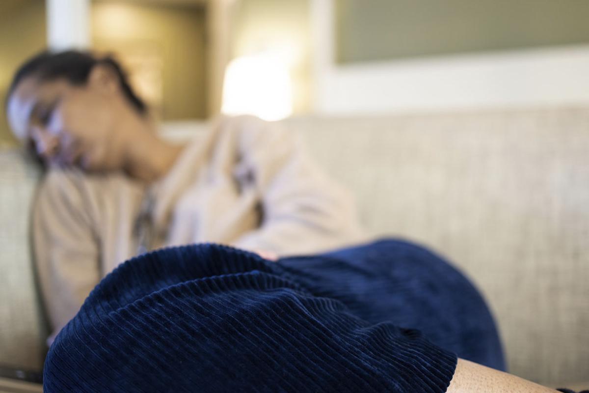 Sleeping person on couch