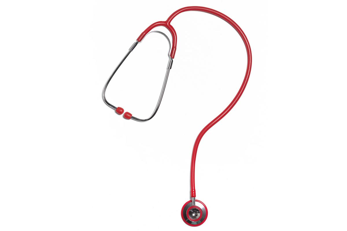 Stethoscope in the shape of a question mark