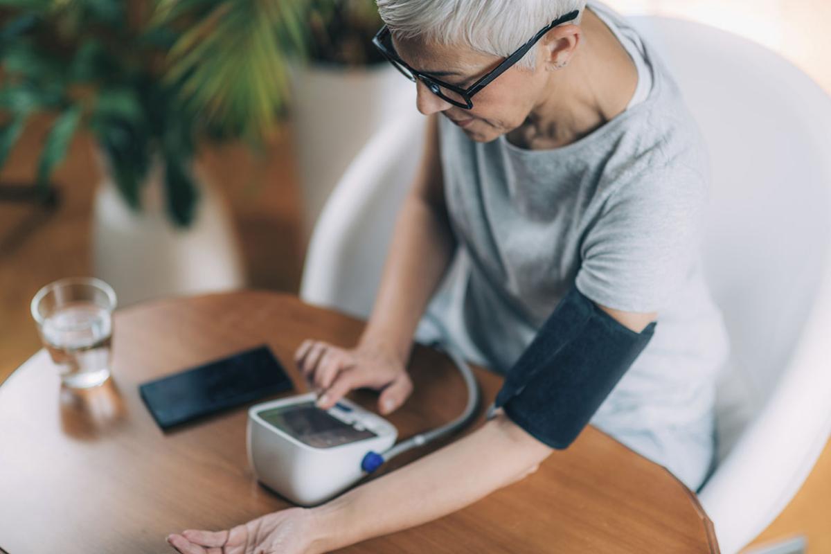 Person checking their blood pressure