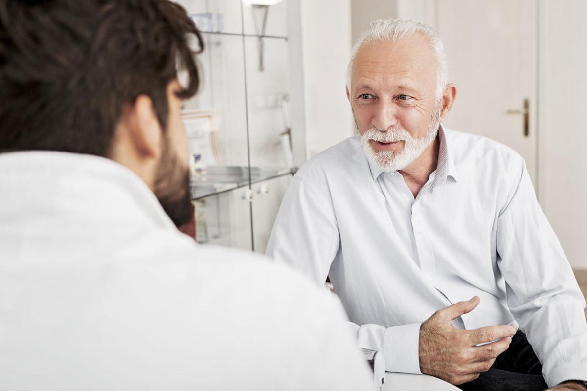 Two people in conversation