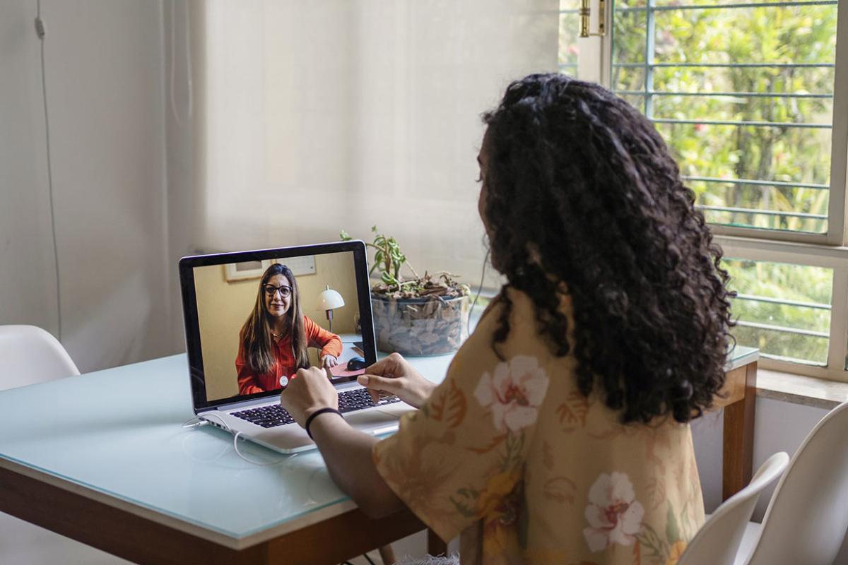 Person in a telehealth appointment