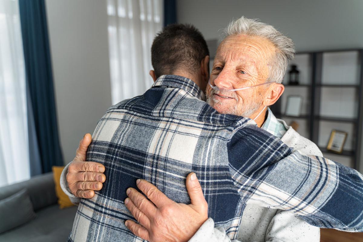 Two people embracing