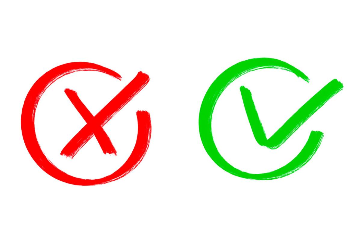 Cross mark and check mark