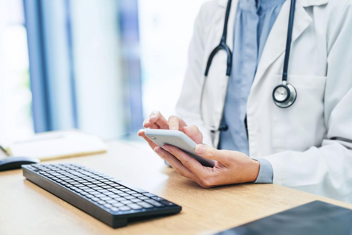 Doctor using a smartphone