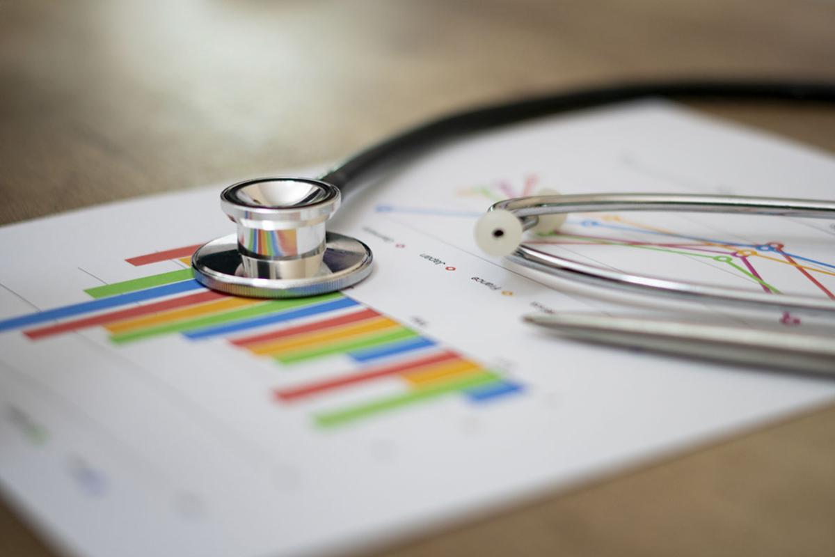 Stethoscope placed on financial charts