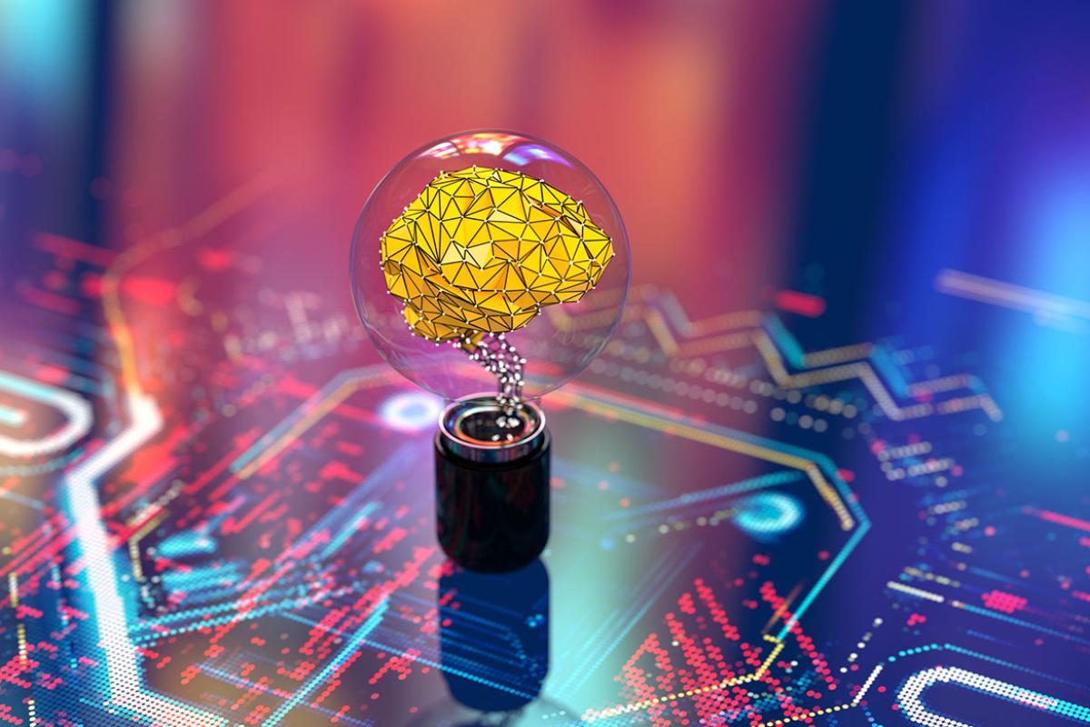 Digital background depicting innovative technologies in AI
