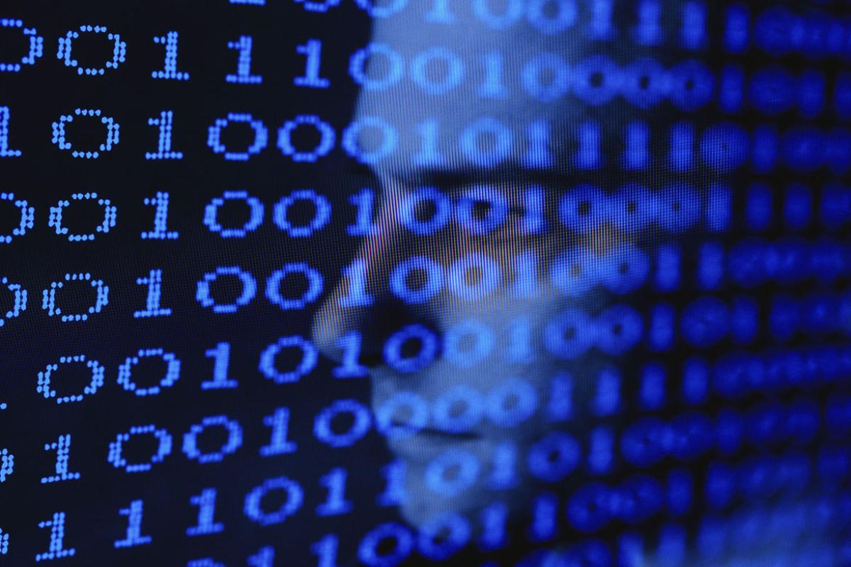 Numbers and a pixelated face