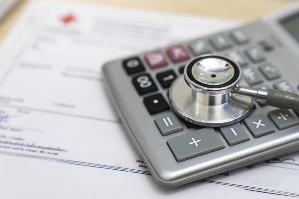 Stethoscope on calculator