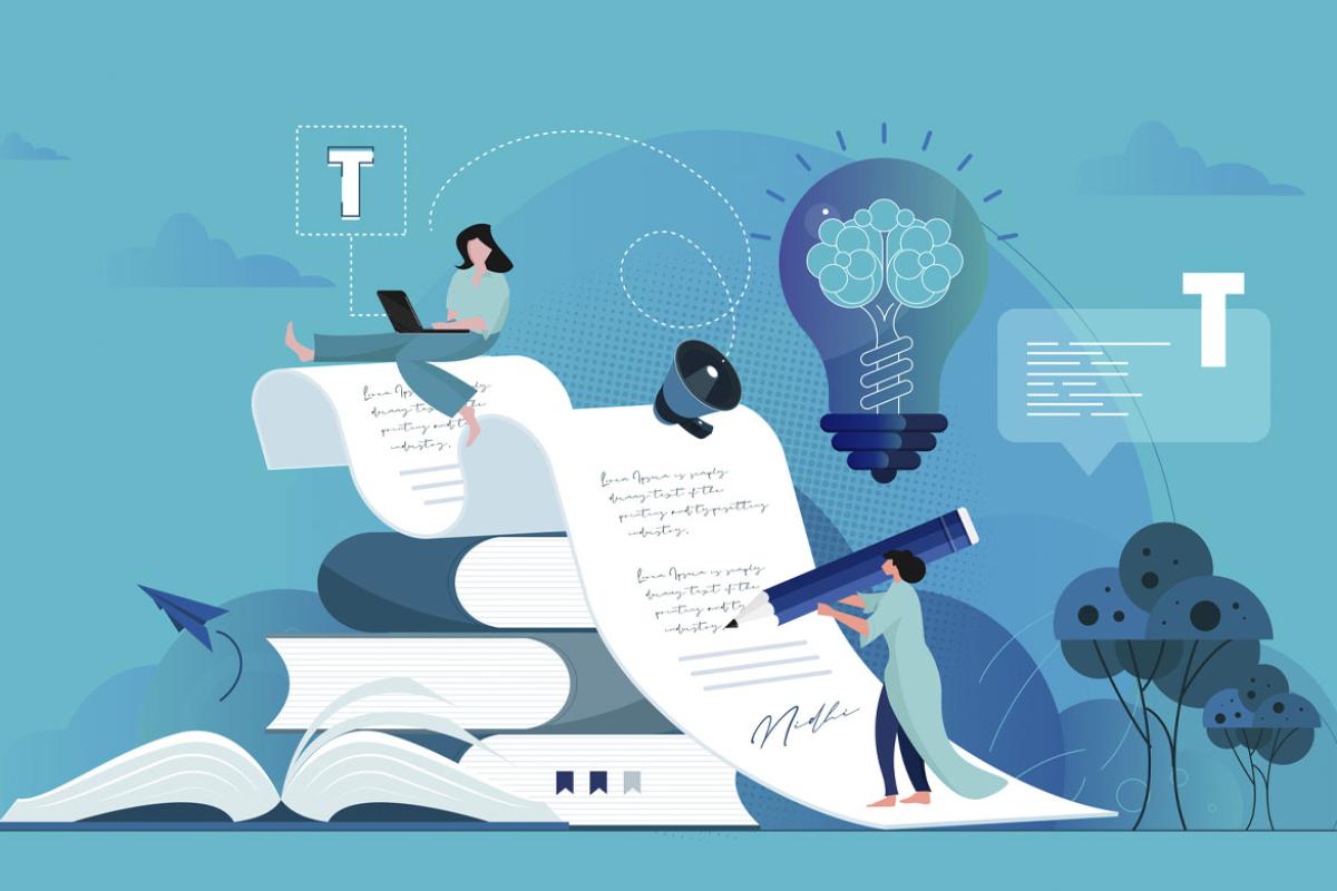 Figures writing and creating copy and content