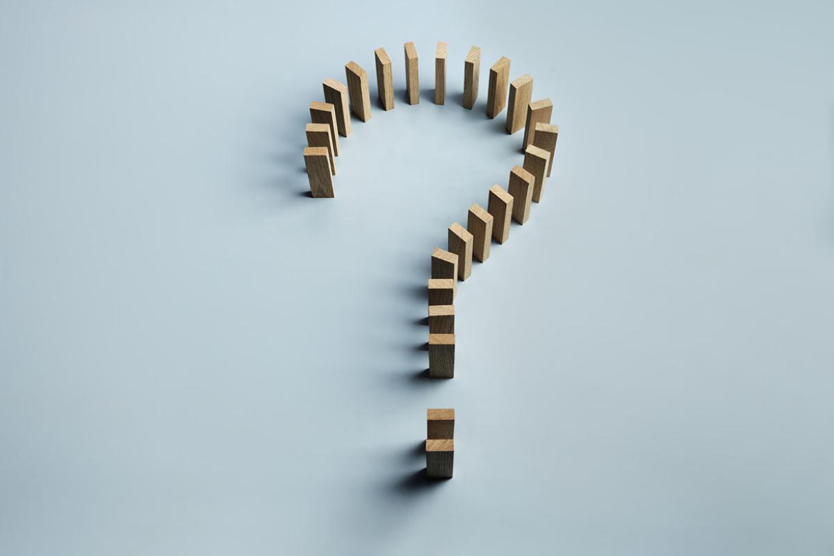 Blocks in the shape of a question mark