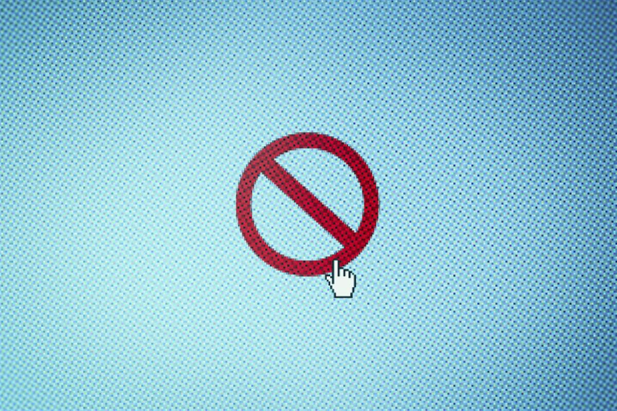 Restricted access icon on computer screen