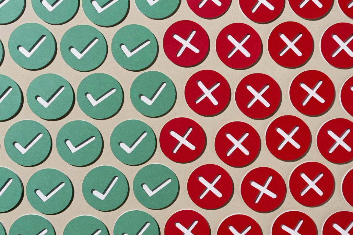 Check marks and x marks