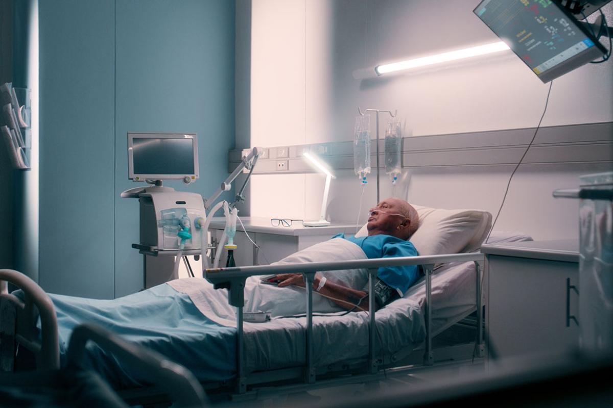 Patient in a hospital bed