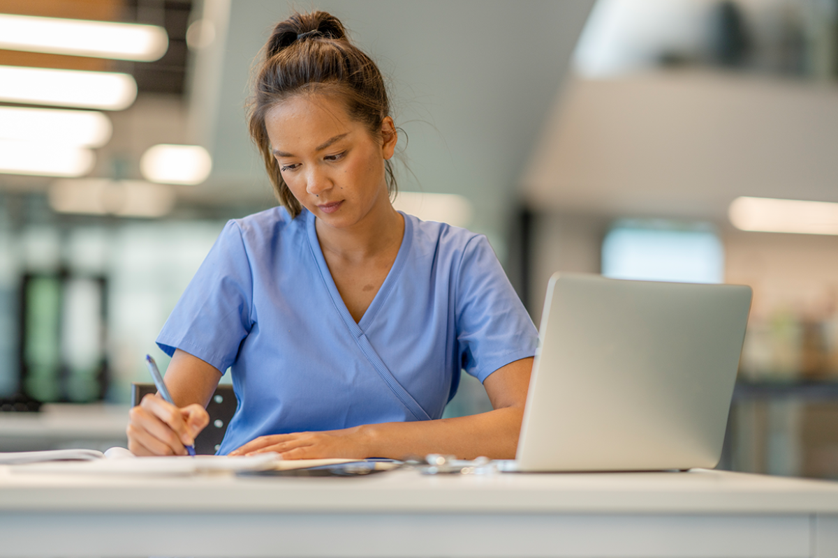 Medical student studying 