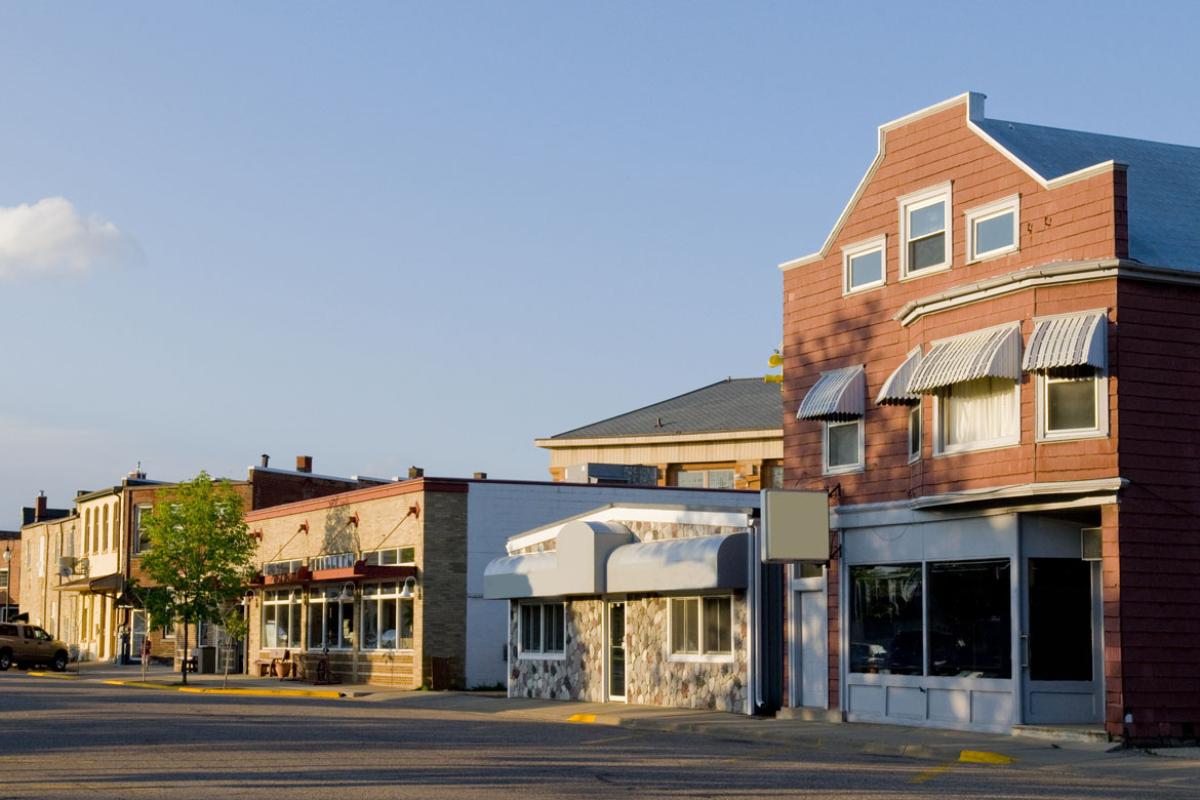Storefronts on a rural street