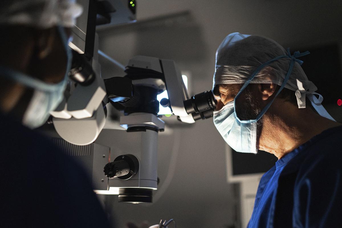Doctors doing an exam or surgery