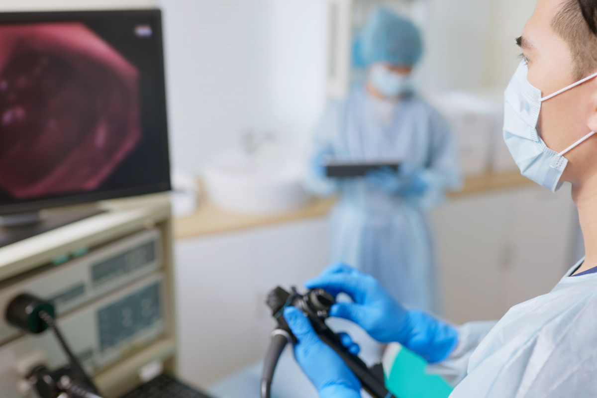 Doctor performs endoscopy