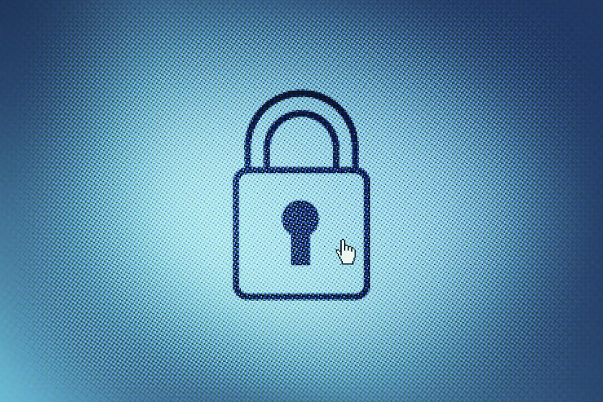 Padlock icon on computer screen