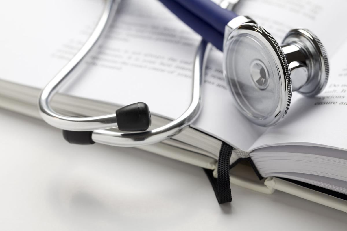 Stethoscope on an open book