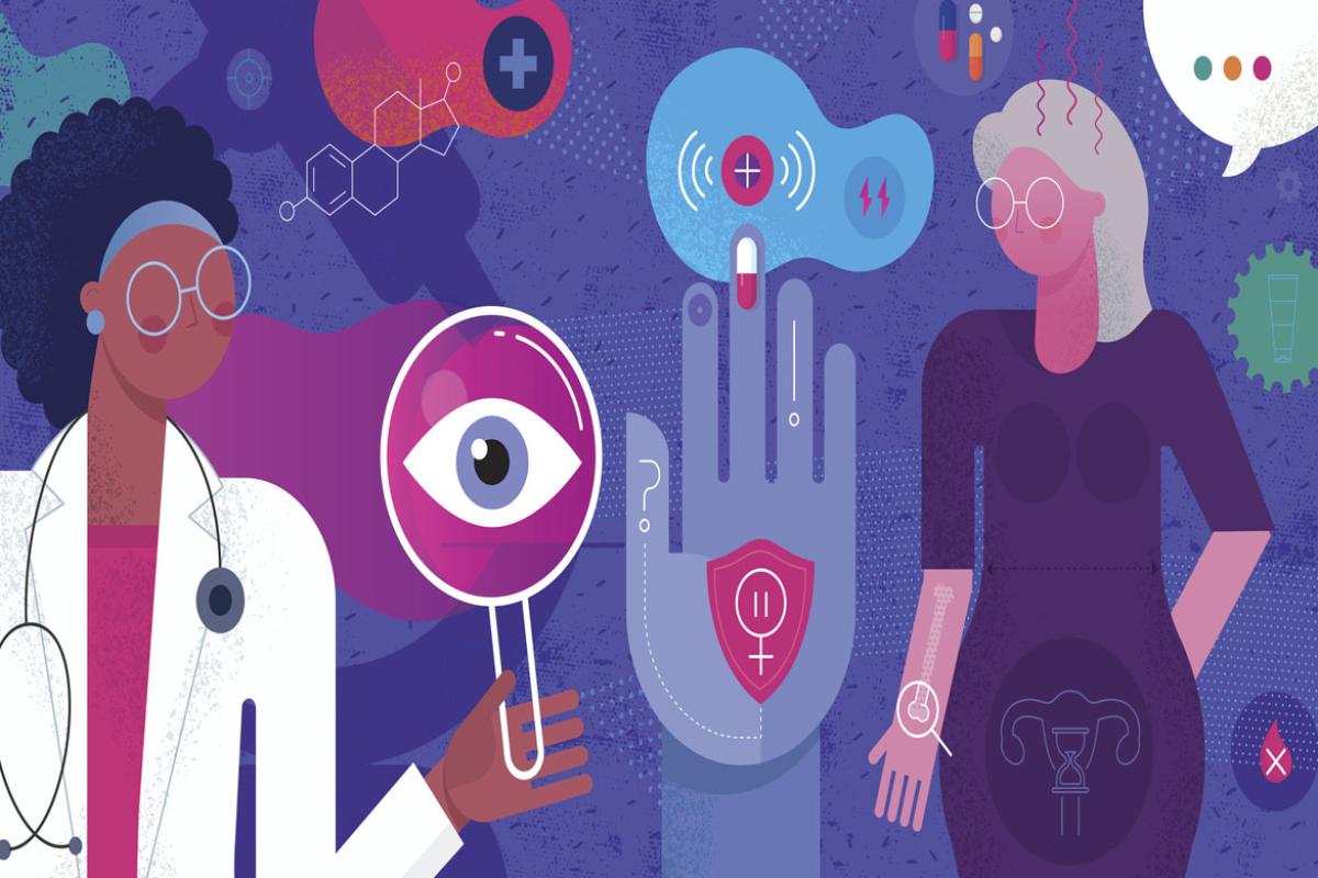 Symbols and figures depicting menopause