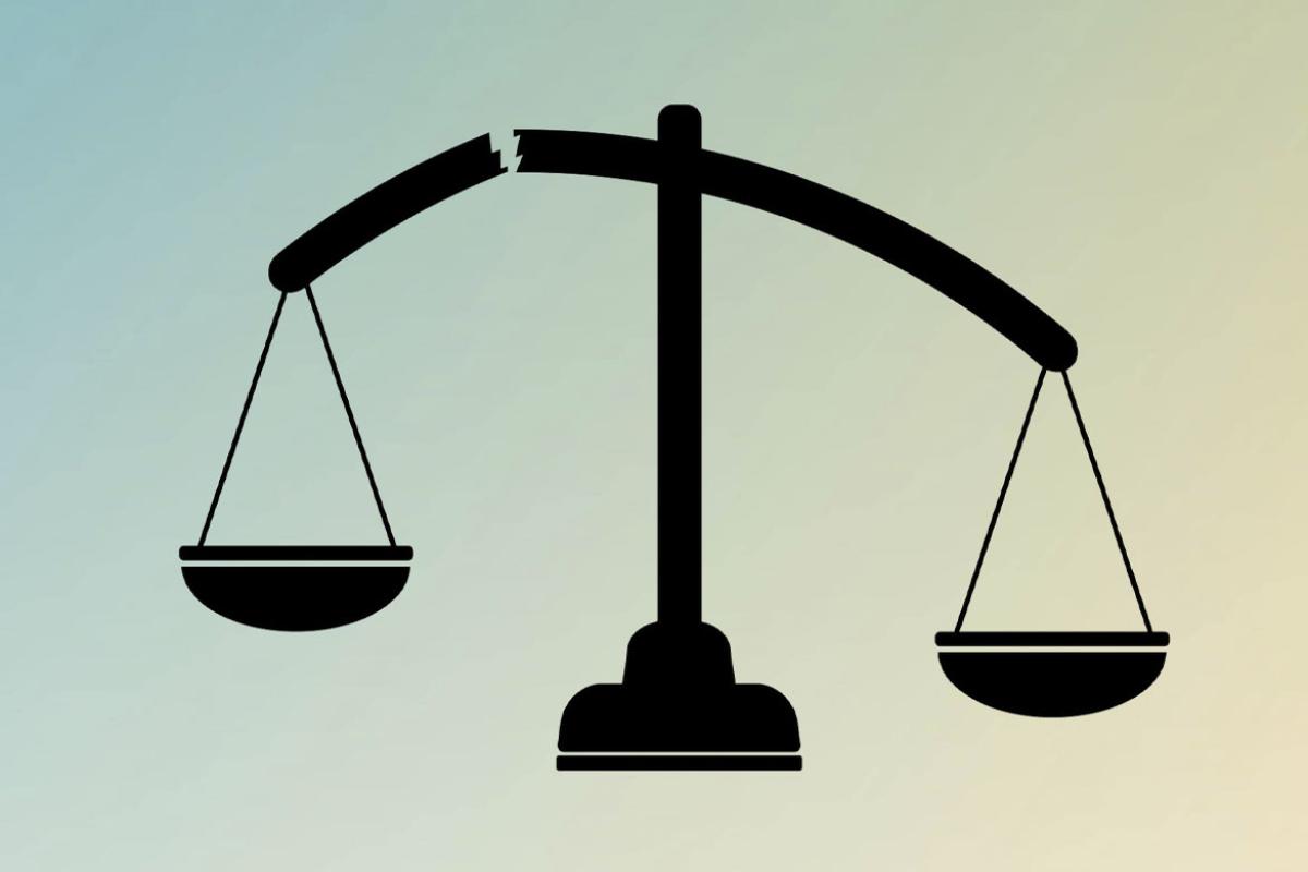 Broken law scales of justice