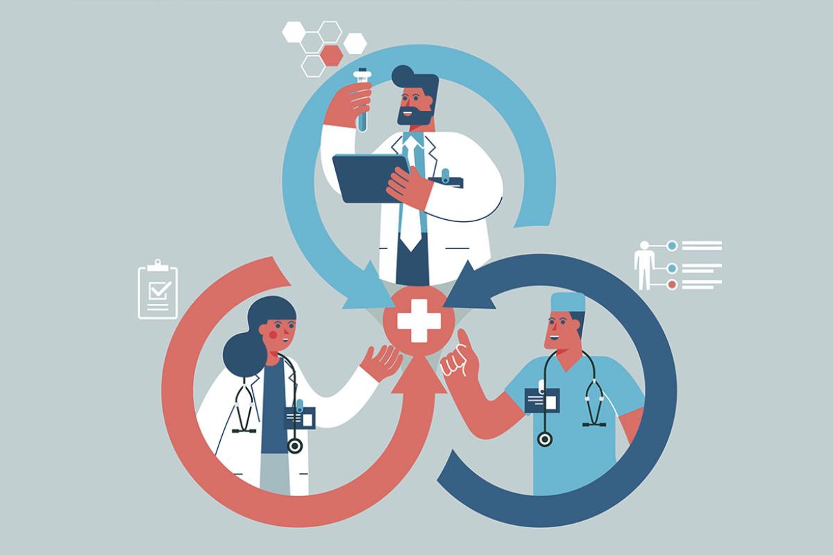 Doctors and nurses in health care teamwork