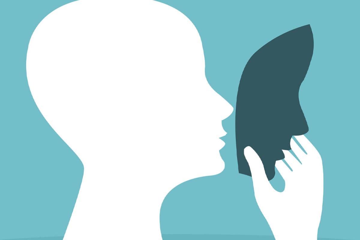 Illustration of person with mask depicting imposter syndrome