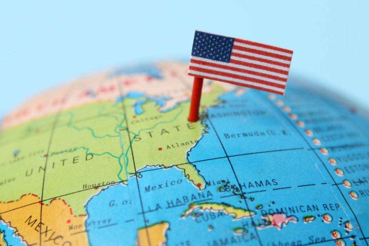 U.S. flag on a globe