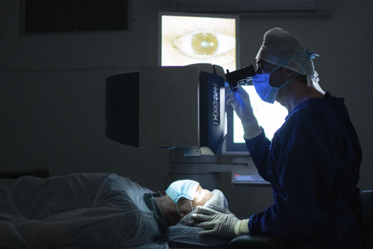 Surgeon on an eye surgery