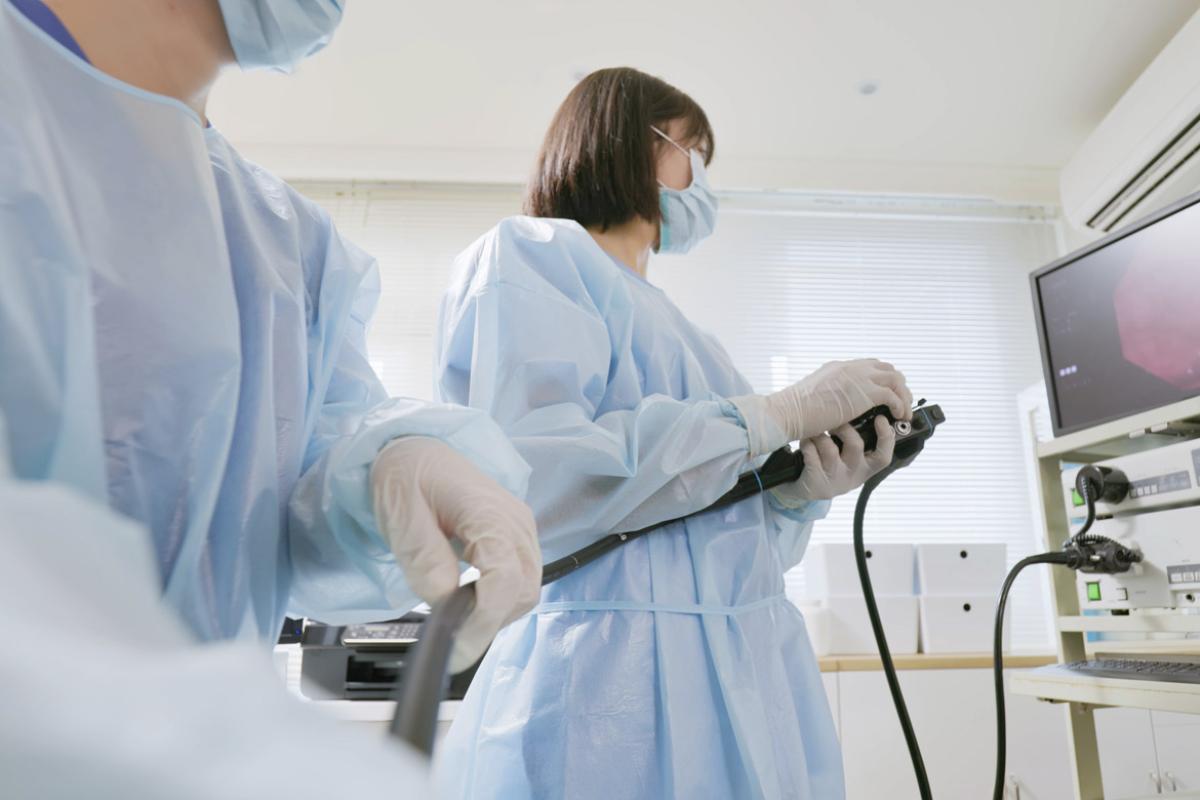 Doctor performs medical procedure