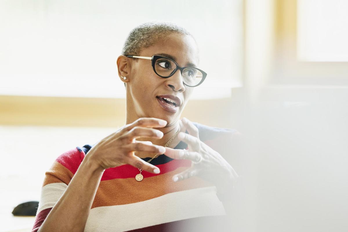 Person in conversation