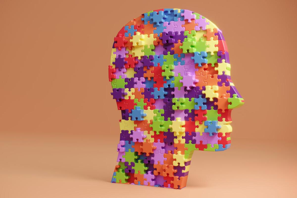 Head made from jigsaw puzzles