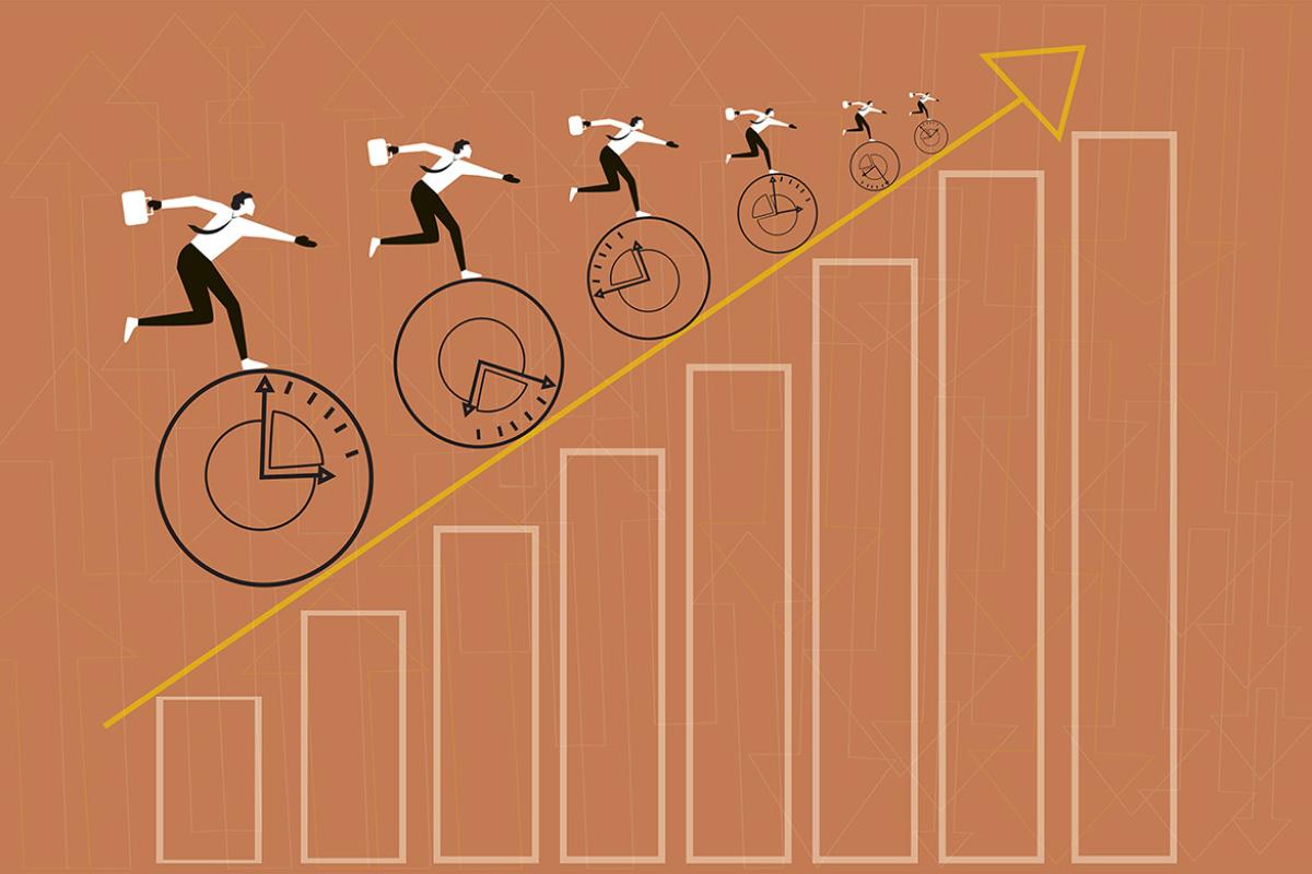 Figures balance on ascending clocks