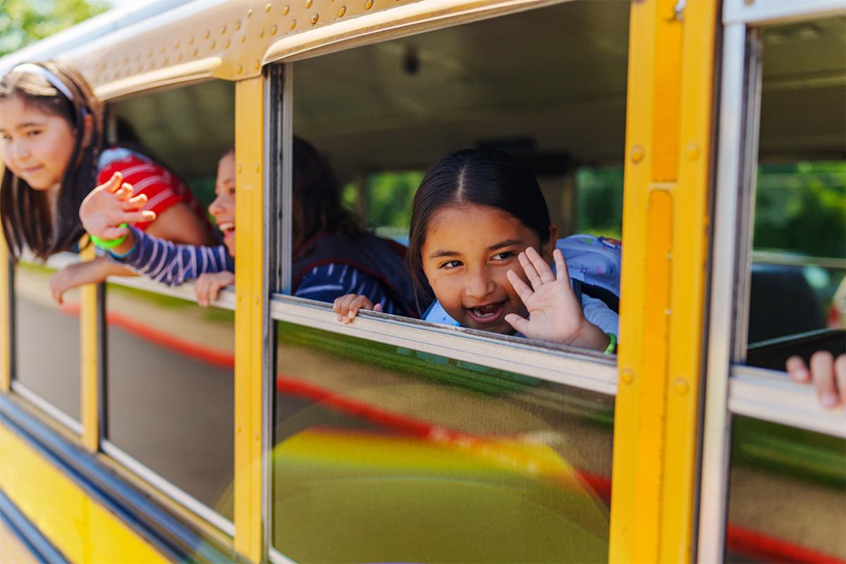 Children in a school bus