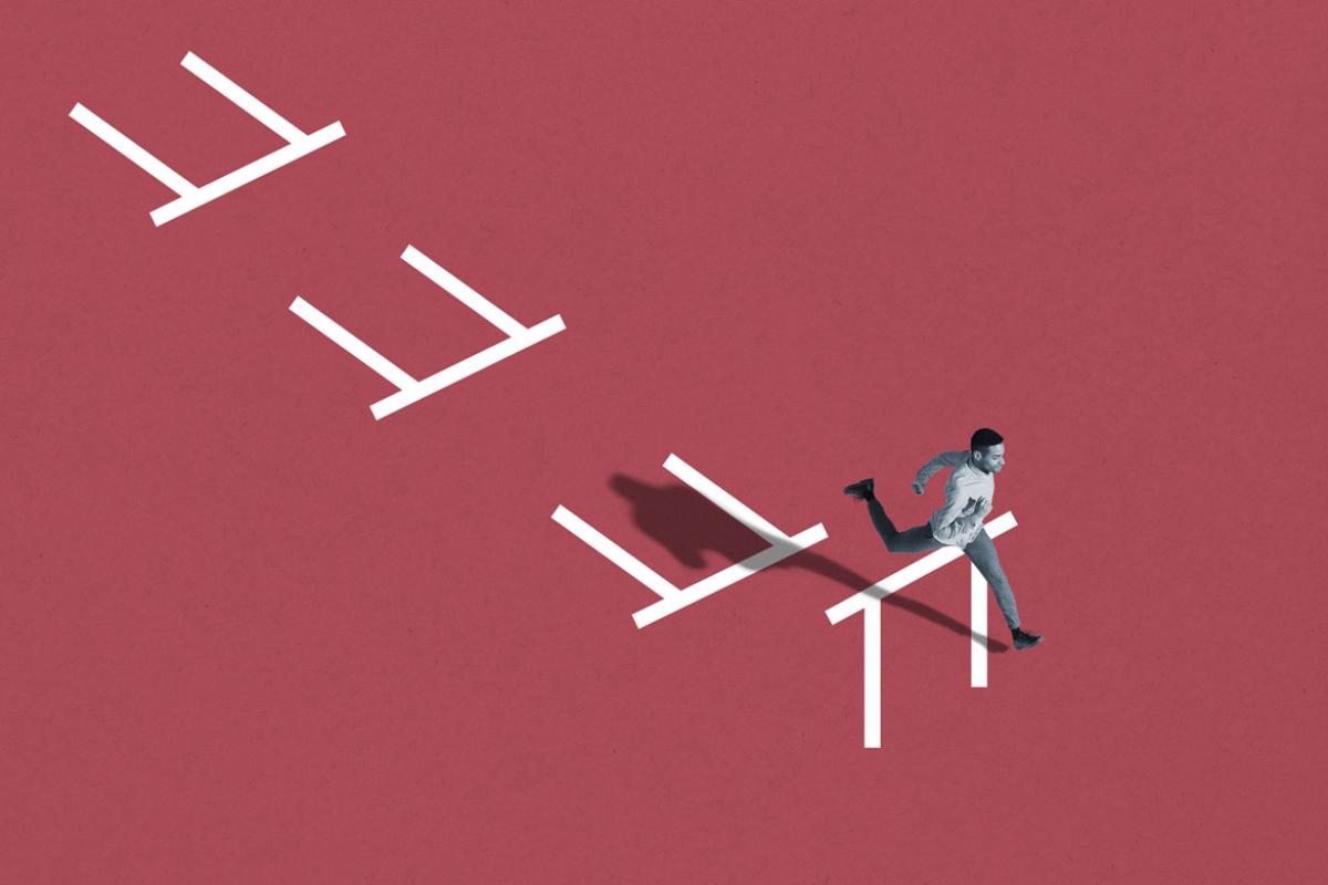 Figure running over hurdles