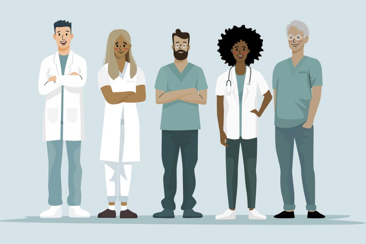 Smiling team of health care workers