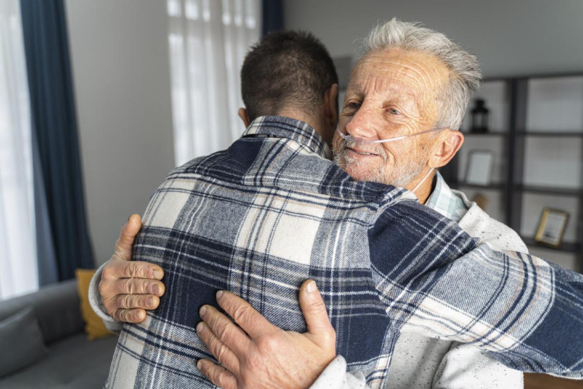Two people in an embrace