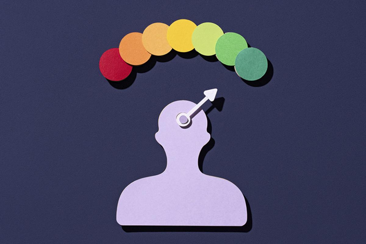 Stress level barometer over human silhouette