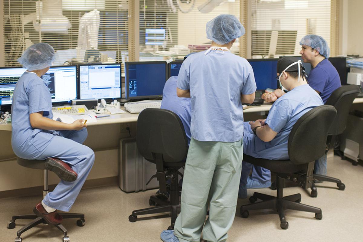 Health care team in surgical preparation room