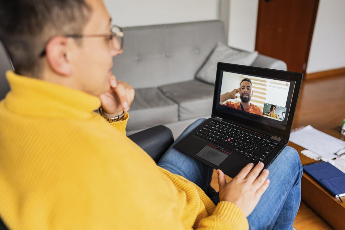 Young adult in a telehealth appointment