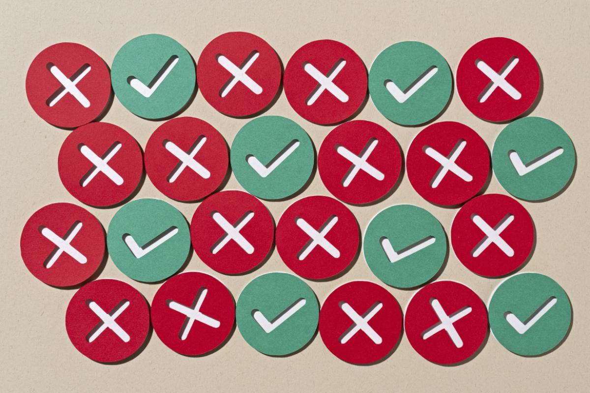 Illustration of checkmarks and x-marks