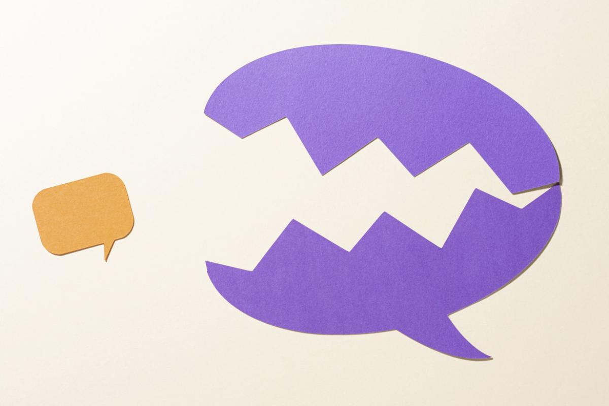 Large speech bubble eating a small speech bubble