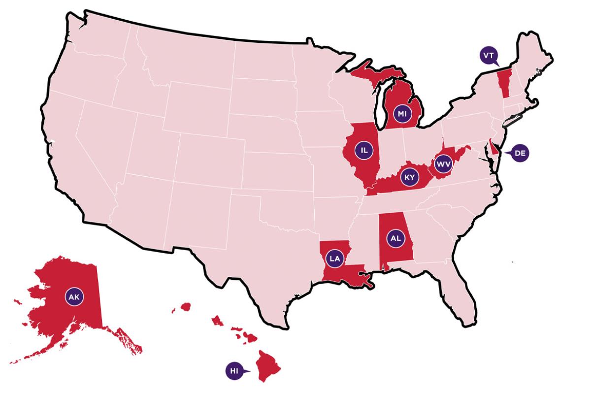 10 states with the least competitive health insurance markets 