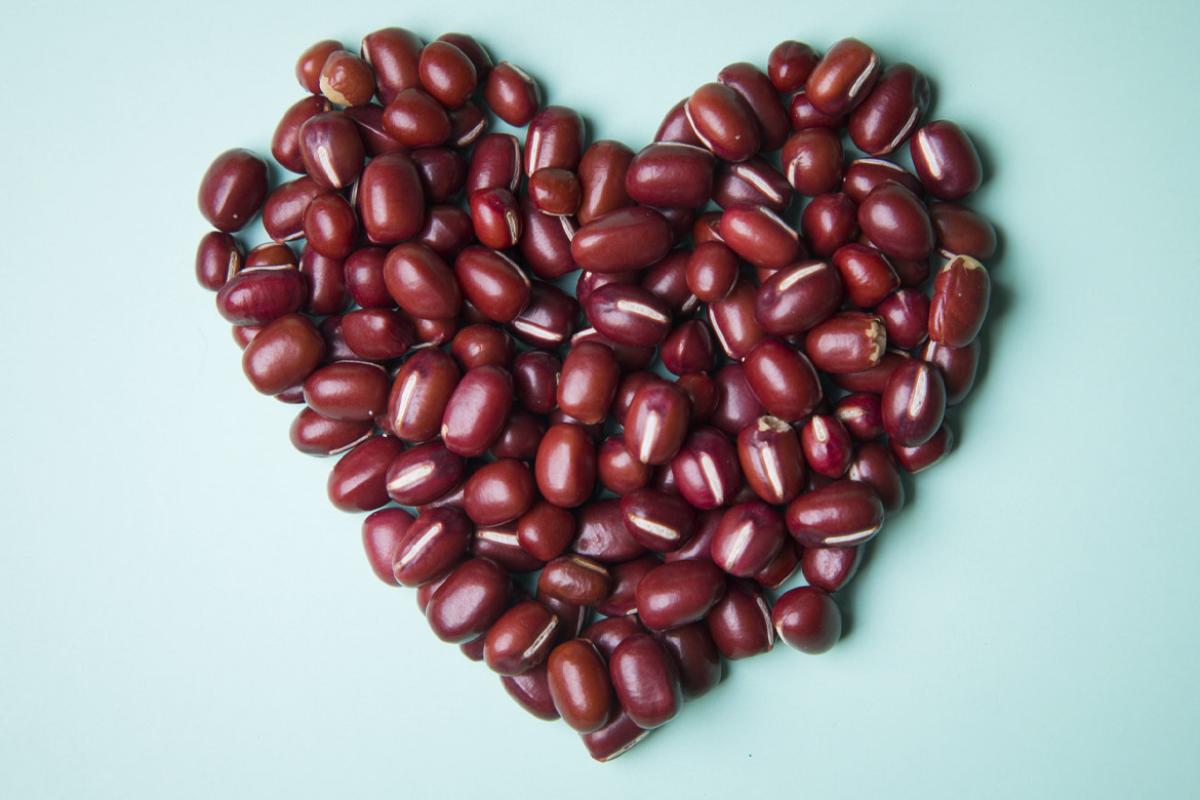 Kidney beans in the shape of a heart