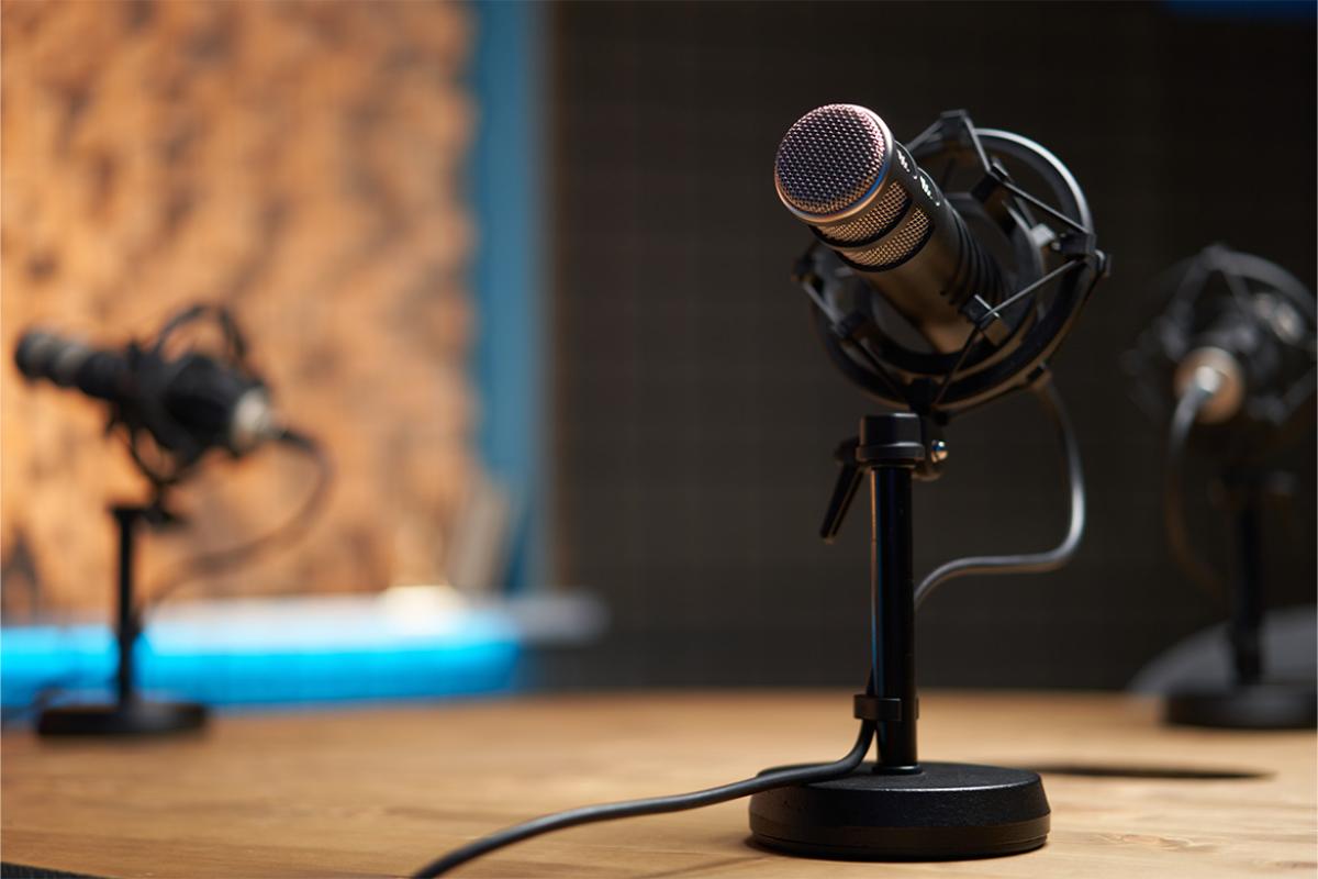 Microphone in a recording studio